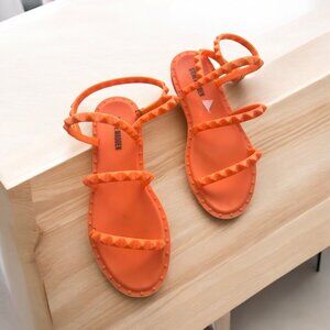 STEVE MADDEN Orange Ankle Strap Flats Sandals Size 6